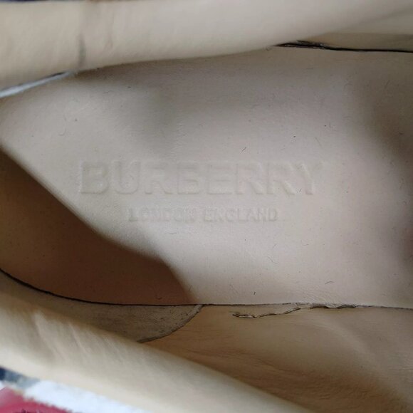 281328AQ (S5) Burberry Shoe London Sneakers Men Brown Leather - Picture 7 of 9